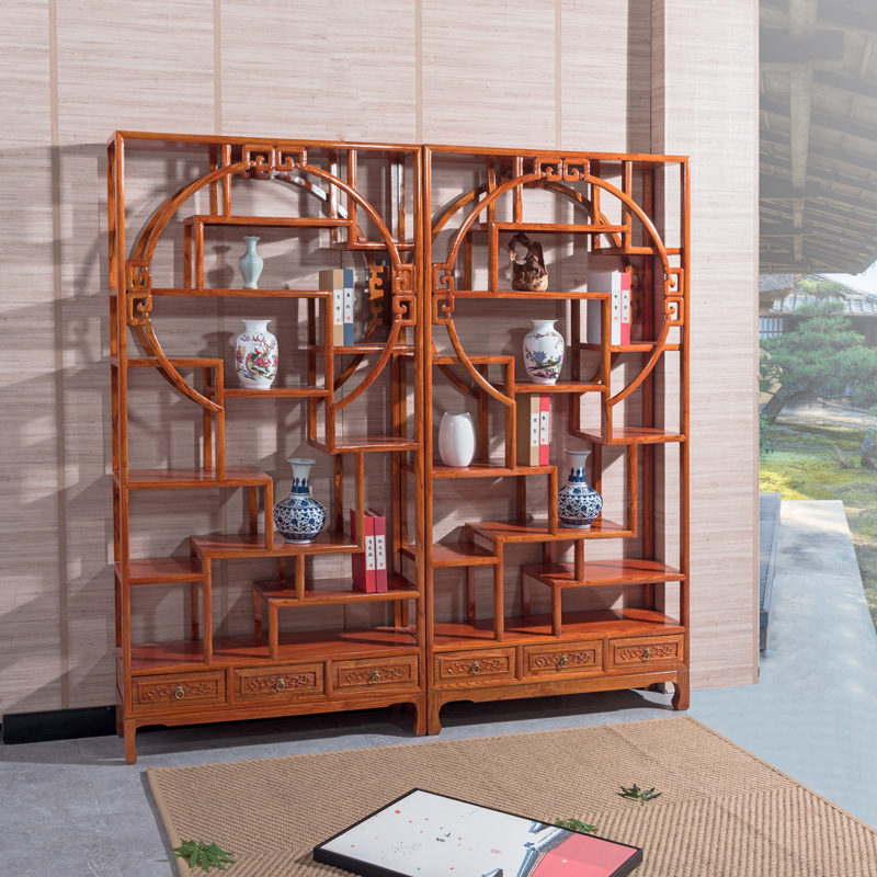 博古架实木中式多宝阁 展示柜茶叶柜置物架摆件茶架玄.关柜隔断柜