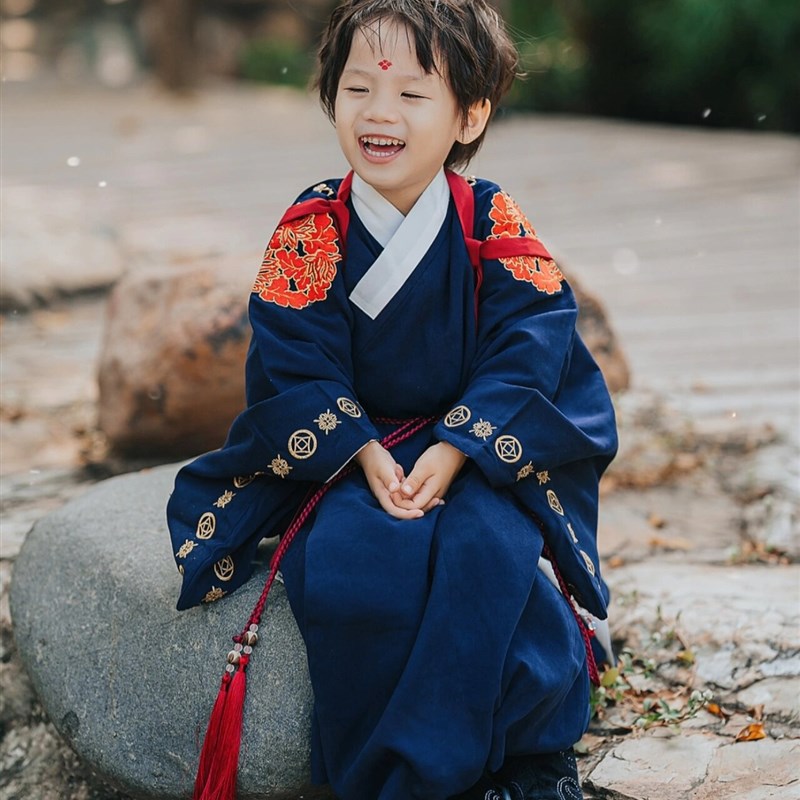 男童拜年汉服新中式国风女宝周岁礼服儿童古风加绒加厚冬明制道袍