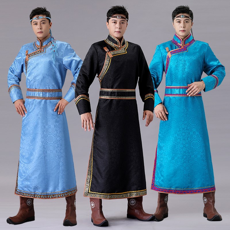 新款蒙古族服装男士少数民族服传统蒙古袍长袍舞台表演出舞蹈服