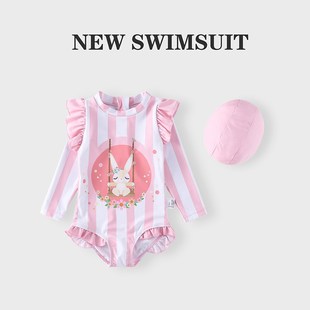 4小女孩可爱游泳衣儿童6新款 防晒速干泳装 3岁宝宝长袖 女童泳衣1