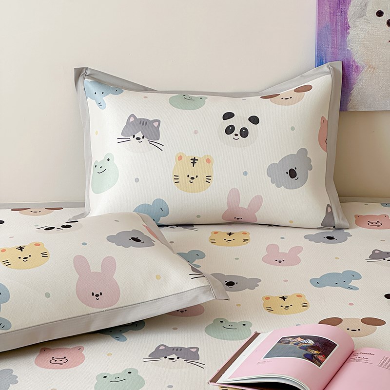 A类卡通凉席冰丝席三件套夏季床单床笠空调席软席子单双人可机洗