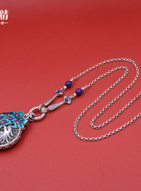 如意万能链纯银项链长款毛衣链百搭民族风文艺复古吊坠青金石女款