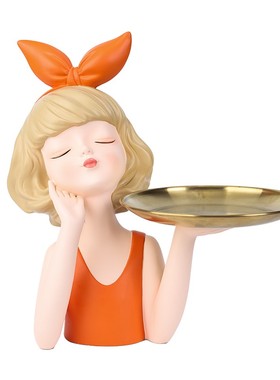 进门口女孩放钥匙收纳摆件玄关鞋柜轻奢家居客厅电视柜托盘装饰品