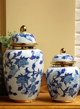 陶瓷青花瓷花瓶新中式客厅餐桌玄关电视柜博古架装饰花艺插花摆件