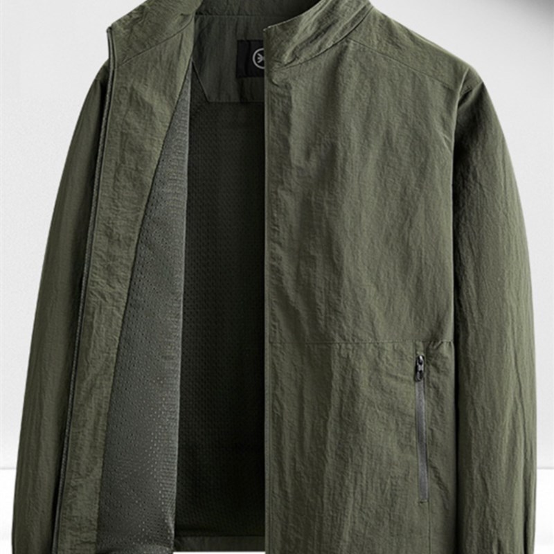 夹克外套男春秋季2024新款运动休闲宽松中老年人爸爸款立领上衣