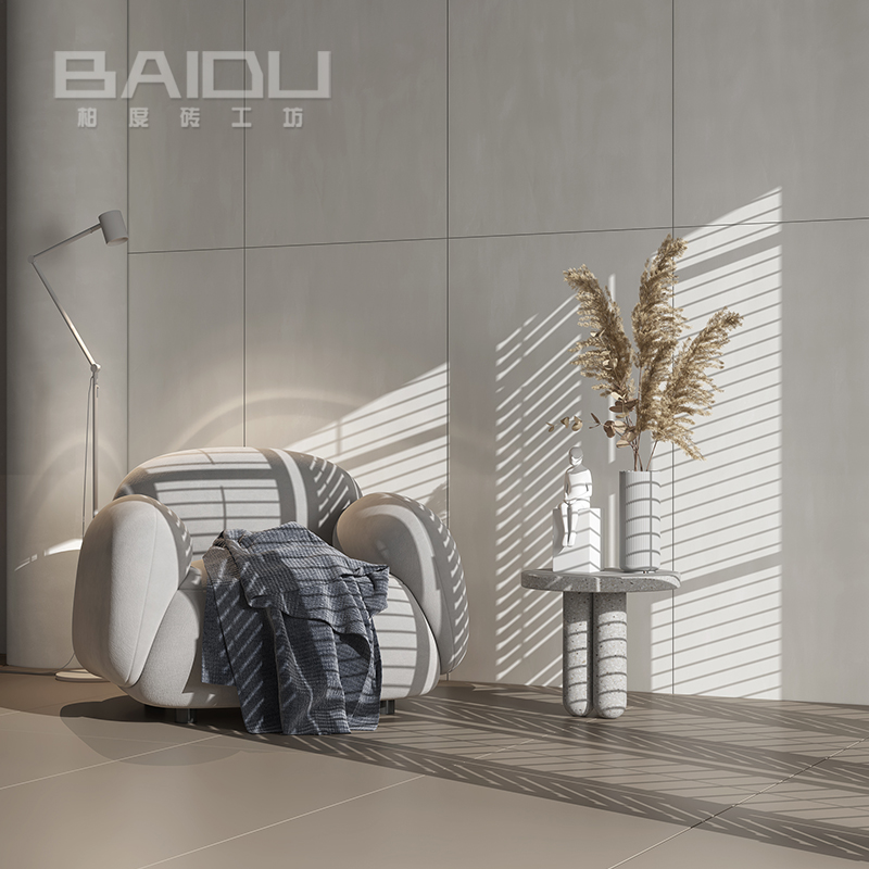 柏度侘寂奶油白微水泥瓷砖客u厅地板砖卫生间厨房奶白地砖600 120