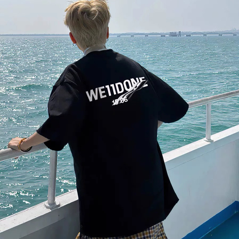 WE11DONE TRACK 夏季小众高街潮牌美式宽松WELLDONE重磅短袖T恤男