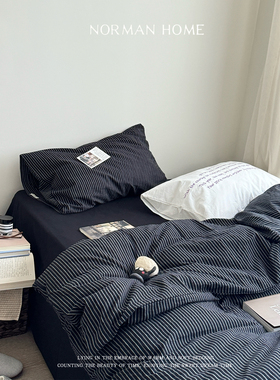 晚风季夏/ins风纯棉色织水洗棉床上四件套纯棉全棉床单笠被套床品