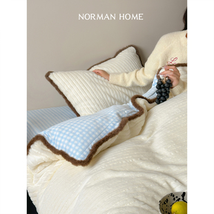 十一月白茶 牛奶绒床上四件套加厚毛绒防静电床单被套床品 秋冬季