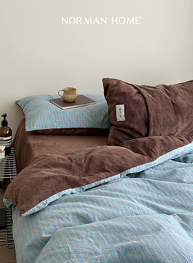 破晓暮光/秋冬季牛奶绒四件套水洗棉全纯棉加绒ab面被套床单床品