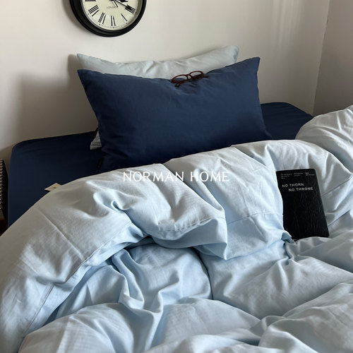 混搭简约纯色全棉纯棉床上四件套