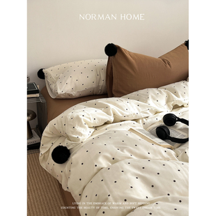 写给凯尔的情书/ins波点双层纱全棉床上四件套纯棉床单笠被套床品