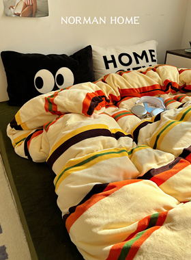 情迷翡冷翠/ins秋冬季加厚牛奶绒四件套珊瑚绒床单被套三件套床品