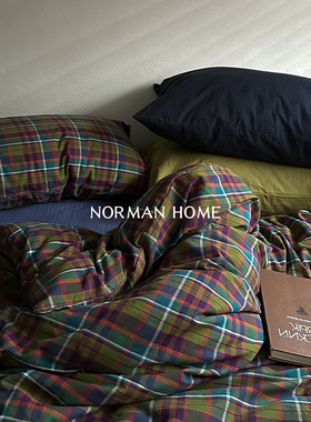 涩谷记忆/复古格子中古风床上四件套纯棉全棉床单被套三件套床品