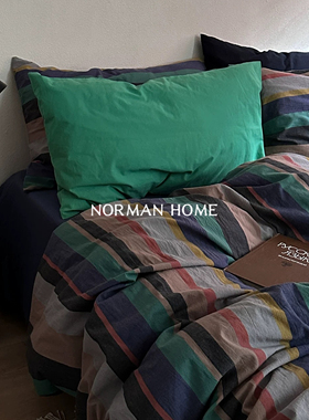 阿尔勒1888/条纹中复古风水洗棉床上四件套全棉纯棉床单被套床品