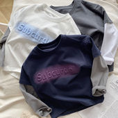 儿童假两件t恤中小童宝宝套头外穿打底衫 男童长袖 T恤2024春秋新款