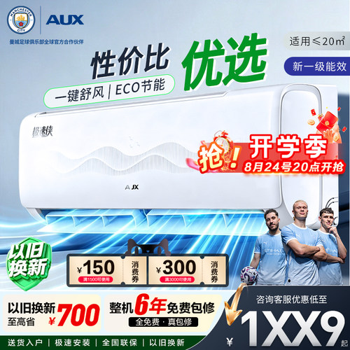 奥克斯空调1.5匹新一级挂机33TQK