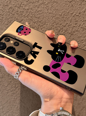 适用于三星s25ultra手机壳新款s24ultra全包防摔s23u高级感s22个性s渐变galaxy磨砂可爱时尚男女猫猫创意外壳