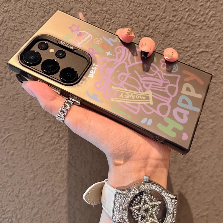 适用于三星手机壳粉色财神爷