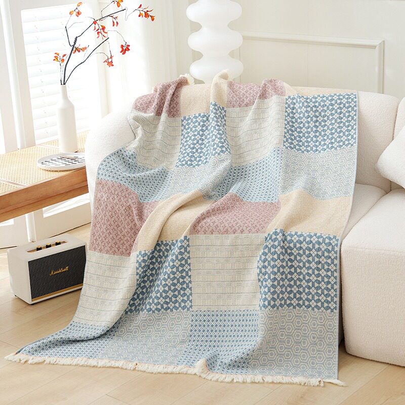 2025新斯堪的纳维亚风棉纱单躺椅套扔毯沙发休闲毯办公室