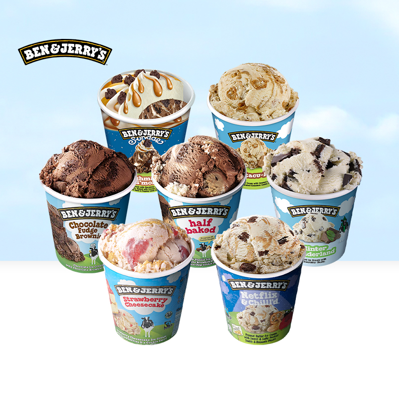 Ben&Jerry's本杰瑞冰淇淋原装进口薄荷巧克力布朗尼味冰激凌桶装