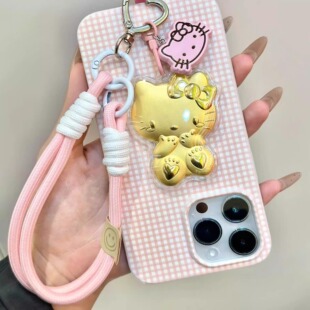 黄金KT猫钥匙扣999足金hellokitty猫手机挂坠包包挂件送女友礼物