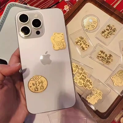水贝黄金手机贴纸足金999护身符