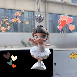 正版Molly面包脑袋系列汽车车载后视镜内饰品车挂件高级正品泡泡