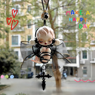 正版SKULLPANDA漫相集汽车挂饰车载后视镜挂件高级感吊坠正品泡泡