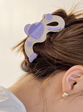 FUNCOO原创设计Flowing love钻钻撞色立体发夹抓夹发抓ins鲨鱼夹