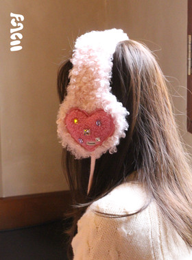 FUNCOO原创设计秋冬保暖圣诞少女亲子爱心绒绒钻饰可折叠防冻耳罩