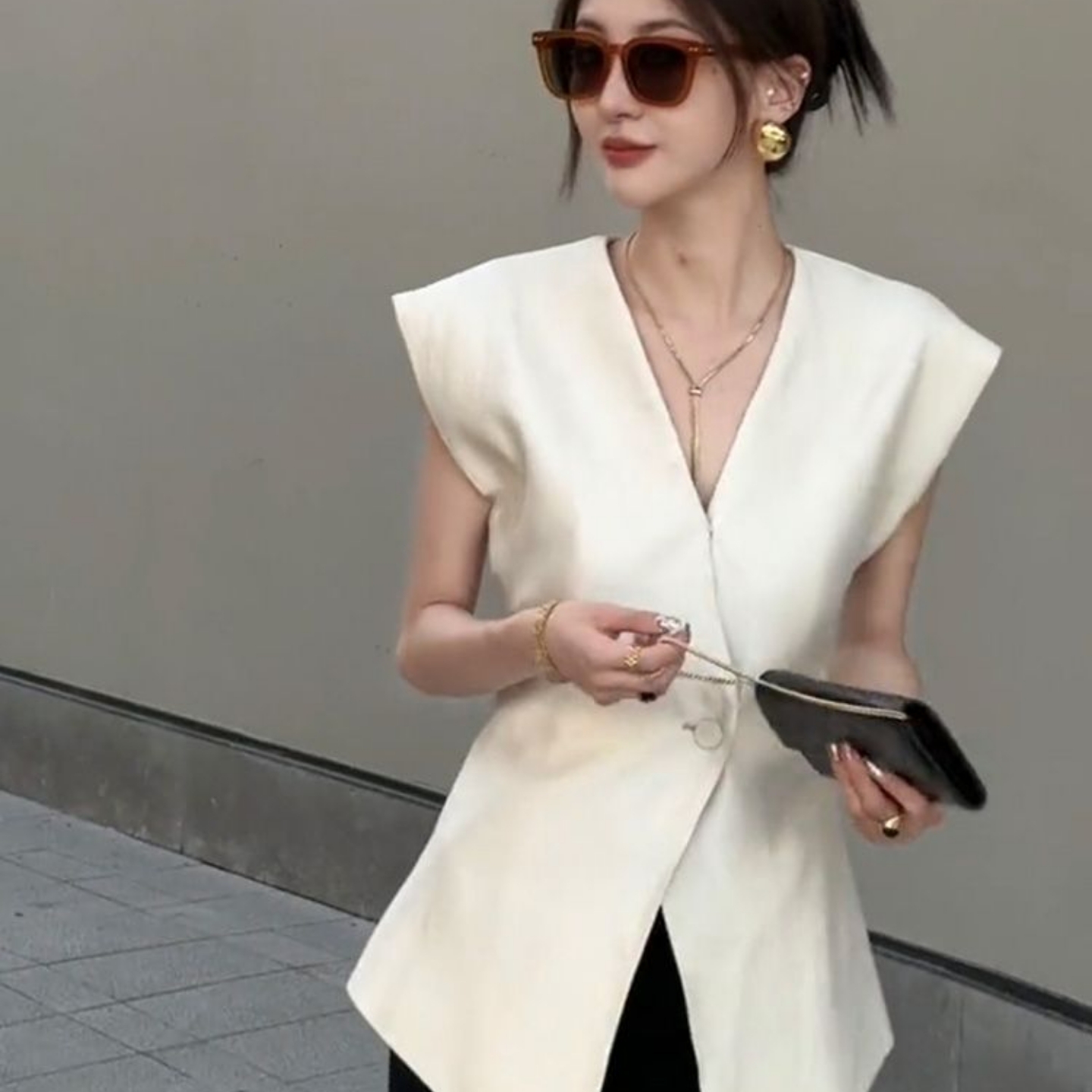 欧货洋气时髦西装马甲女薄款夏季2024新款马夹无袖上衣高级感套装