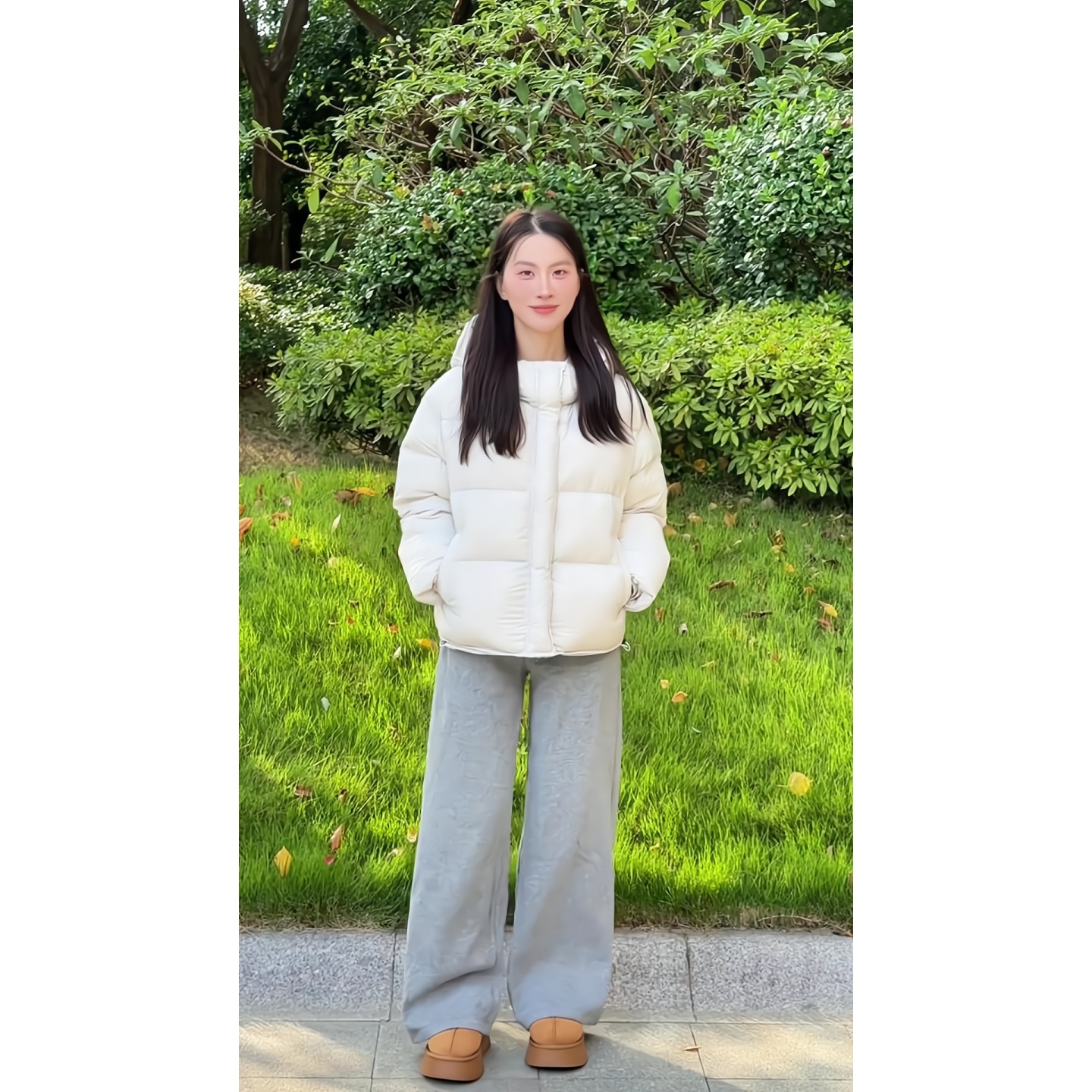 韩系简约连帽90白鸭绒羽绒服