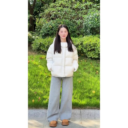 韩系简约连帽90白鸭绒羽绒服