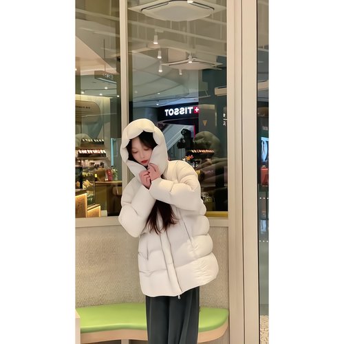 2025冬季女白鸭绒连帽羽绒服