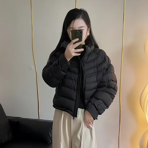 黑色短款羽绒服立领显瘦时尚保暖