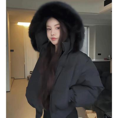 2024冬季新款毛领连帽大码羽绒服