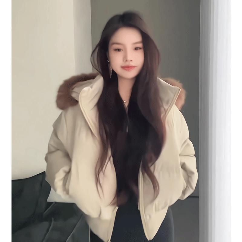 2024冬季新款毛领连帽大码羽绒服