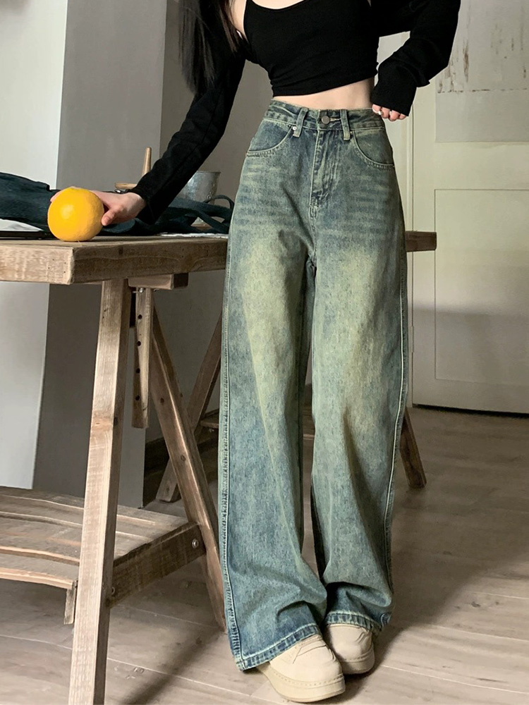 显瘦牛仔裤秋冬牛仔高腰复古