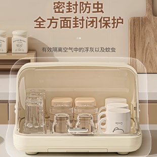 收纳置物架沥水托盘宝 防尘桌面杯子收纳放碗筷收纳盒水杯家用新款