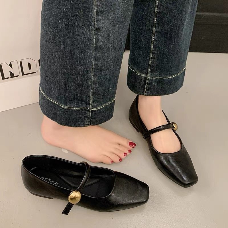 超软羊皮黑色玛丽珍鞋女2026春秋新款不累脚平底单鞋法式风小皮鞋