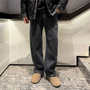 百搭宽松直筒长裤 男立体廓形解构休闲裤 重磅加绒加厚弯刀卫裤 冬季