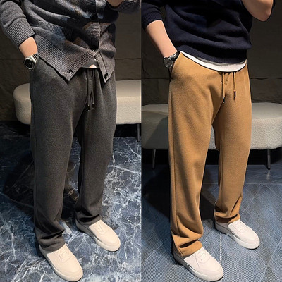 加厚云柔感醋酸山羊绒直筒休闲裤