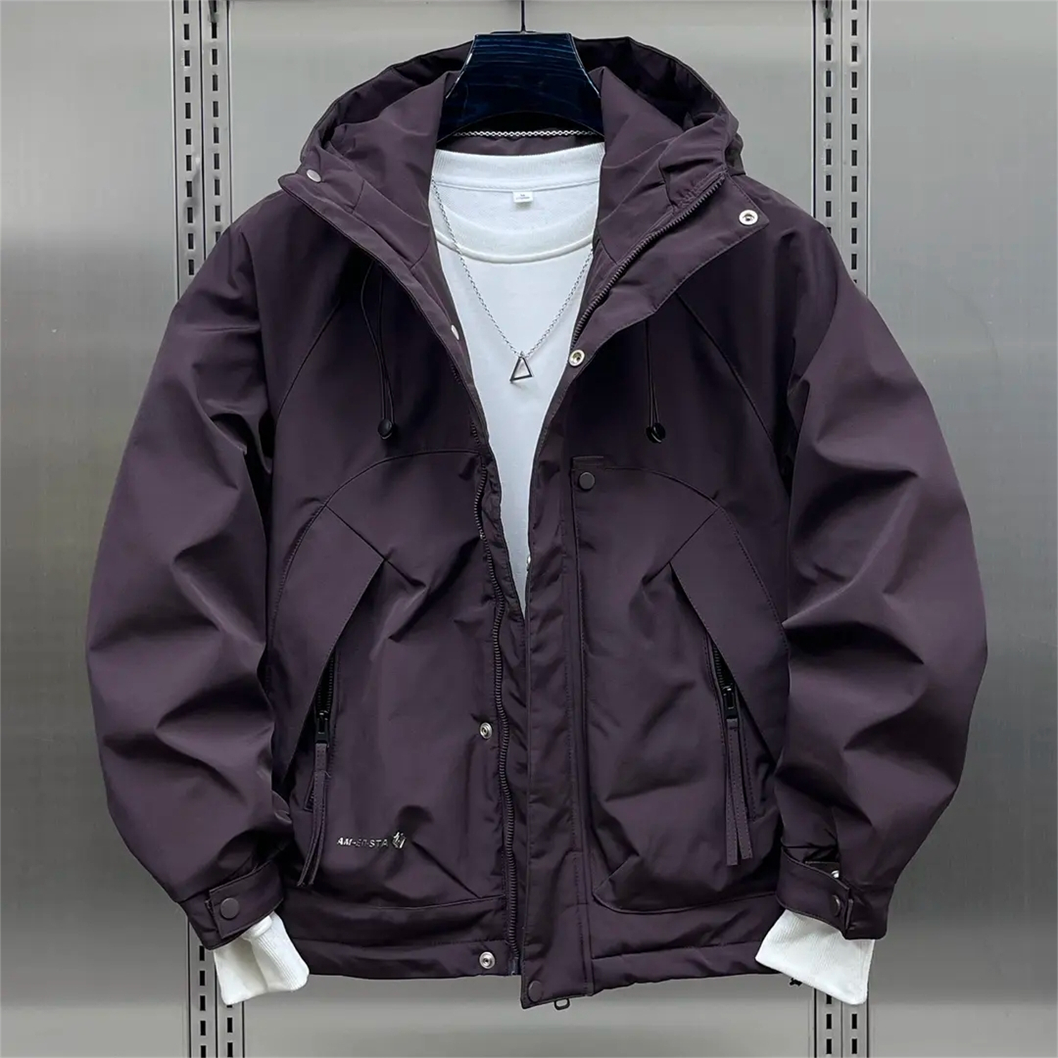 秋冬新款加厚二棉夹克外套棉服男高级时尚百搭防风保暖连帽冲锋衣