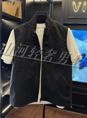 春秋新款男士薄款透气高端商务轻奢马甲拉链纯色休闲雅痞立领夹克