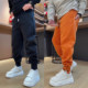加绒加厚结构拼接裤 百搭束脚裤 脚按扣休闲裤 冬季 男士 时尚 运动卫裤