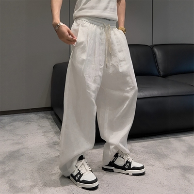 夏季薄款透气速干棉麻休闲裤男士