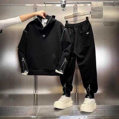 空气层织线拉链休闲运动套装