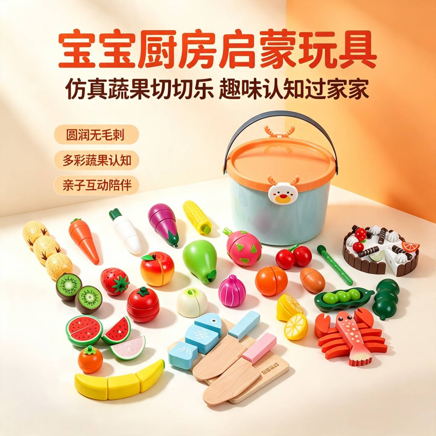 蔬菜水果切切乐木制磁性过家家厨房玩具仿真套装宝宝益智生日礼物