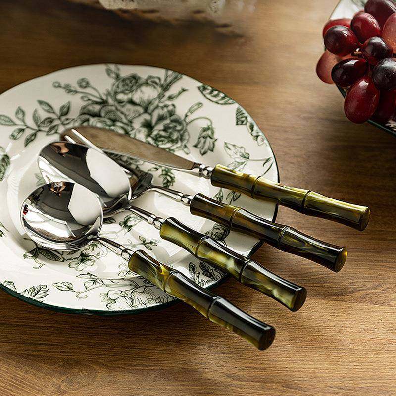 流光竹节刀叉勺创意亚克力西餐甜品叉勺轻奢礼品餐具套装,餐饮具,西餐餐具套装,淘宝优惠券,粉丝福利购,淘宝优惠卷